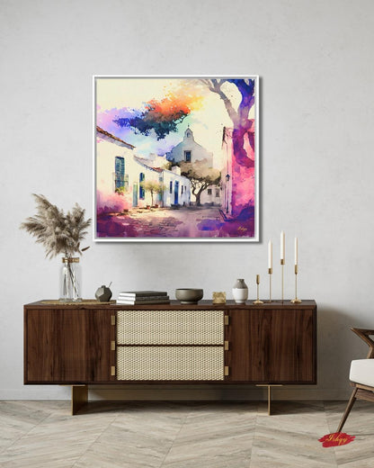 Uruguay Wall Art Colonia del Sacramento Print | Colorful Street Painting Travel Canvas | South America Decor Vibrant Home Wall Artwork