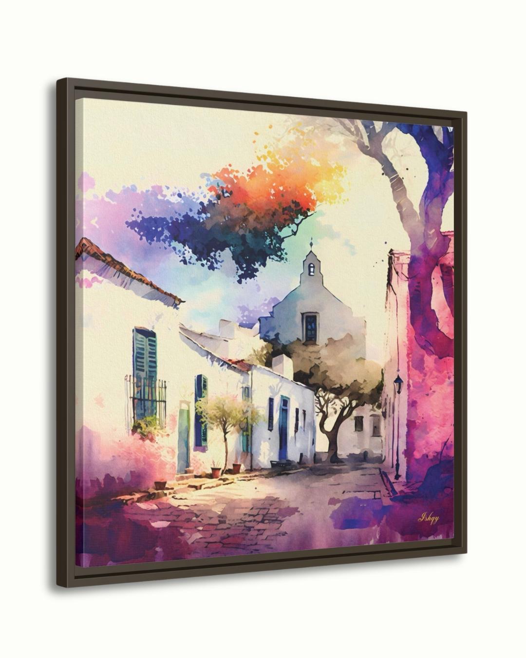 Uruguay Wall Art Colonia del Sacramento Print | Colorful Street Painting Travel Canvas | South America Decor Vibrant Home Wall Artwork