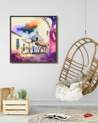 Uruguay Wall Art Colonia del Sacramento Print | Colorful Street Painting Travel Canvas | South America Decor Vibrant Home Wall Artwork