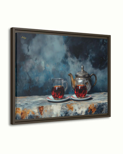 Turkish Tea Wall Art, Middle Eastern Tea Painting Print, Istanbul Still Life Canvas, Moroccan Teapot Art, Kitchen Decor, Cultural Home Art