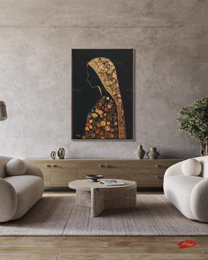 Kashmiri Woman Painting, South Asian Art, Desi Wall Art, Canvas Wall Art, Framed Canvas Print, Extra Large Oversized Indian Pakistani Decor