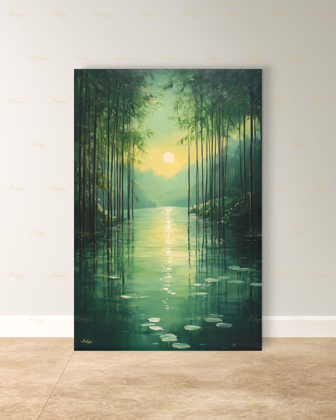 bamboo forest art, bamboo wall art, zen wall art, green wall art, japanese nature art, meditation wall art, nature wall art, framed canvas print, living room wall art, large wall art print, bedroom wall decor, boho wall art decor, gallery wall print