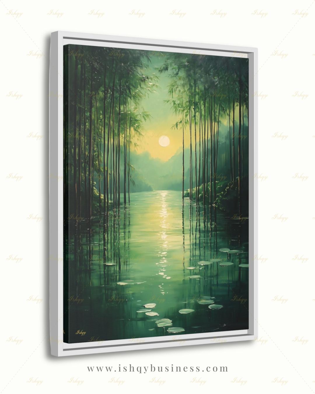 bamboo forest art, bamboo wall art, zen wall art, green wall art, japanese nature art, meditation wall art, nature wall art, framed canvas print, living room wall art, large wall art print, bedroom wall decor, boho wall art decor, gallery wall print