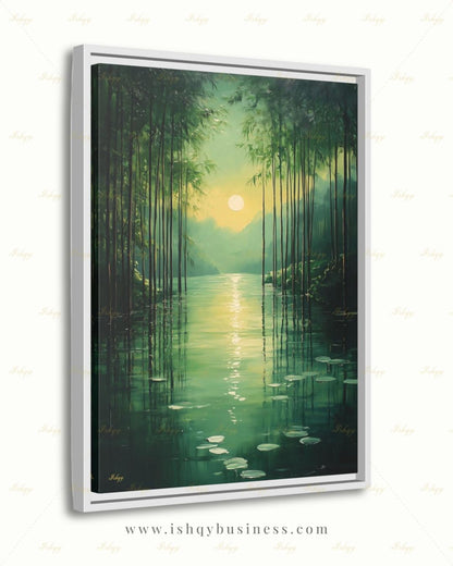 bamboo forest art, bamboo wall art, zen wall art, green wall art, japanese nature art, meditation wall art, nature wall art, framed canvas print, living room wall art, large wall art print, bedroom wall decor, boho wall art decor, gallery wall print