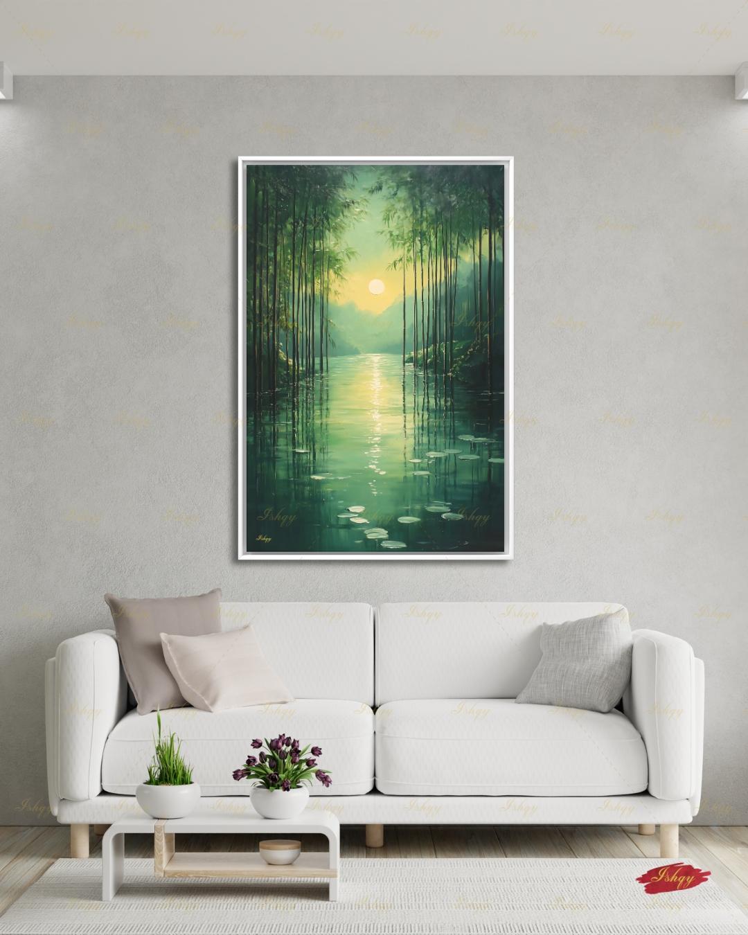 bamboo forest art, bamboo wall art, zen wall art, green wall art, japanese nature art, meditation wall art, nature wall art, framed canvas print, living room wall art, large wall art print, bedroom wall decor, boho wall art decor, gallery wall print