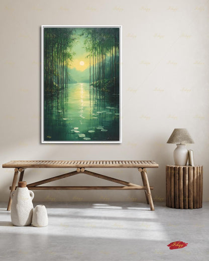 bamboo forest art, bamboo wall art, zen wall art, green wall art, japanese nature art, meditation wall art, nature wall art, framed canvas print, living room wall art, large wall art print, bedroom wall decor, boho wall art decor, gallery wall print