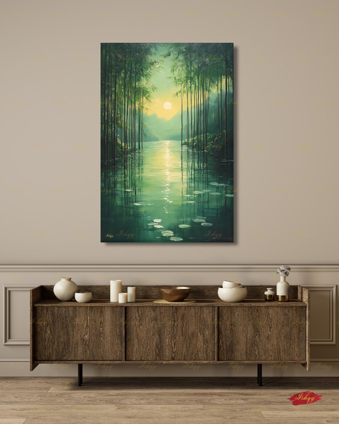 bamboo forest art, bamboo wall art, zen wall art, green wall art, japanese nature art, meditation wall art, nature wall art, framed canvas print, living room wall art, large wall art print, bedroom wall decor, boho wall art decor, gallery wall print