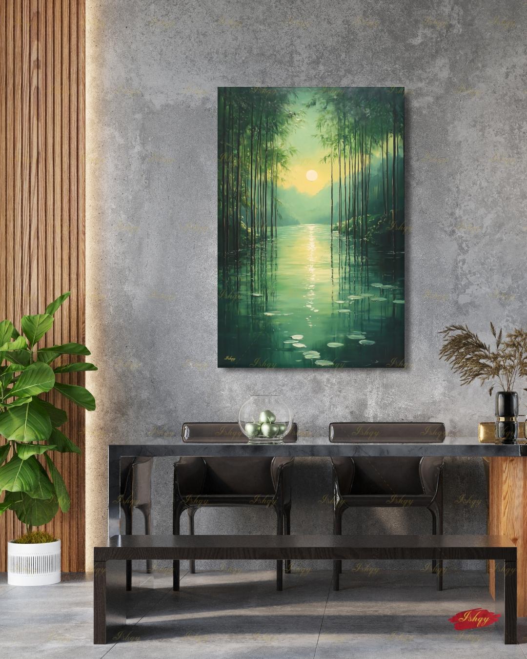 bamboo forest art, bamboo wall art, zen wall art, green wall art, japanese nature art, meditation wall art, nature wall art, framed canvas print, living room wall art, large wall art print, bedroom wall decor, boho wall art decor, gallery wall print