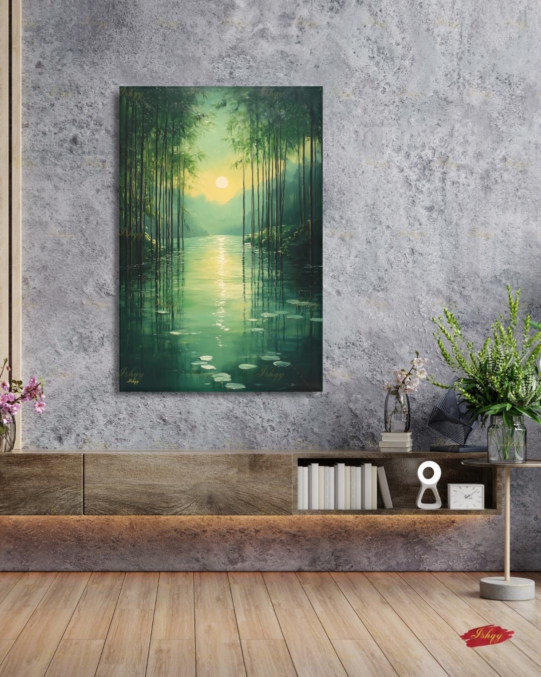 bamboo forest art, bamboo wall art, zen wall art, green wall art, japanese nature art, meditation wall art, nature wall art, framed canvas print, living room wall art, large wall art print, bedroom wall decor, boho wall art decor, gallery wall print