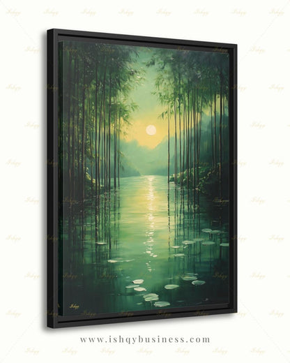 bamboo forest art, bamboo wall art, zen wall art, green wall art, japanese nature art, meditation wall art, nature wall art, framed canvas print, living room wall art, large wall art print, bedroom wall decor, boho wall art decor, gallery wall print