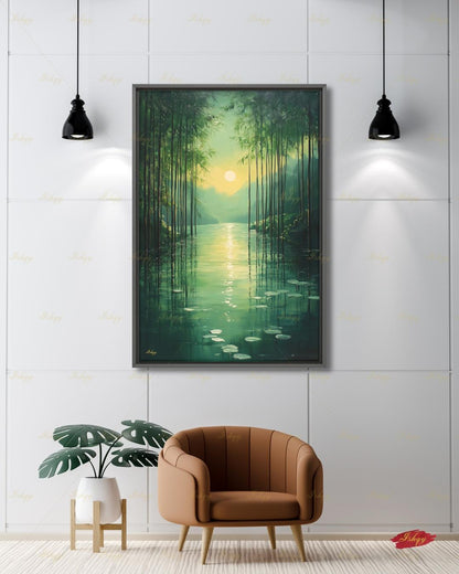 bamboo forest art, bamboo wall art, zen wall art, green wall art, japanese nature art, meditation wall art, nature wall art, framed canvas print, living room wall art, large wall art print, bedroom wall decor, boho wall art decor, gallery wall print