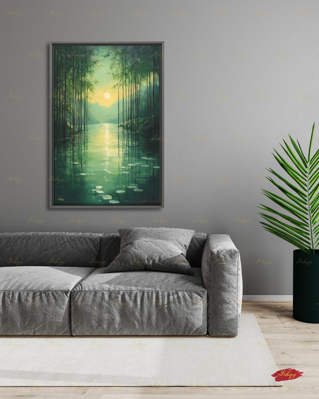 bamboo forest art, bamboo wall art, zen wall art, green wall art, japanese nature art, meditation wall art, nature wall art, framed canvas print, living room wall art, large wall art print, bedroom wall decor, boho wall art decor, gallery wall print