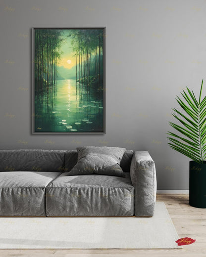 bamboo forest art, bamboo wall art, zen wall art, green wall art, japanese nature art, meditation wall art, nature wall art, framed canvas print, living room wall art, large wall art print, bedroom wall decor, boho wall art decor, gallery wall print