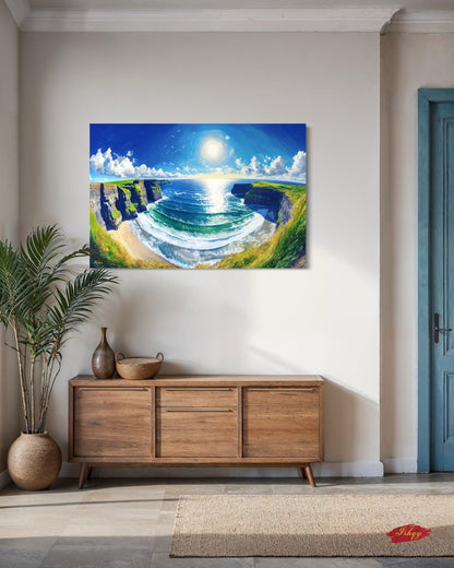 Cliffs Of Moher Ireland Landscape Canvas Framed Canvas, Coastal Art Print, Large Ocean Seascape Wall Art For Living Room Bedroom Home Decor