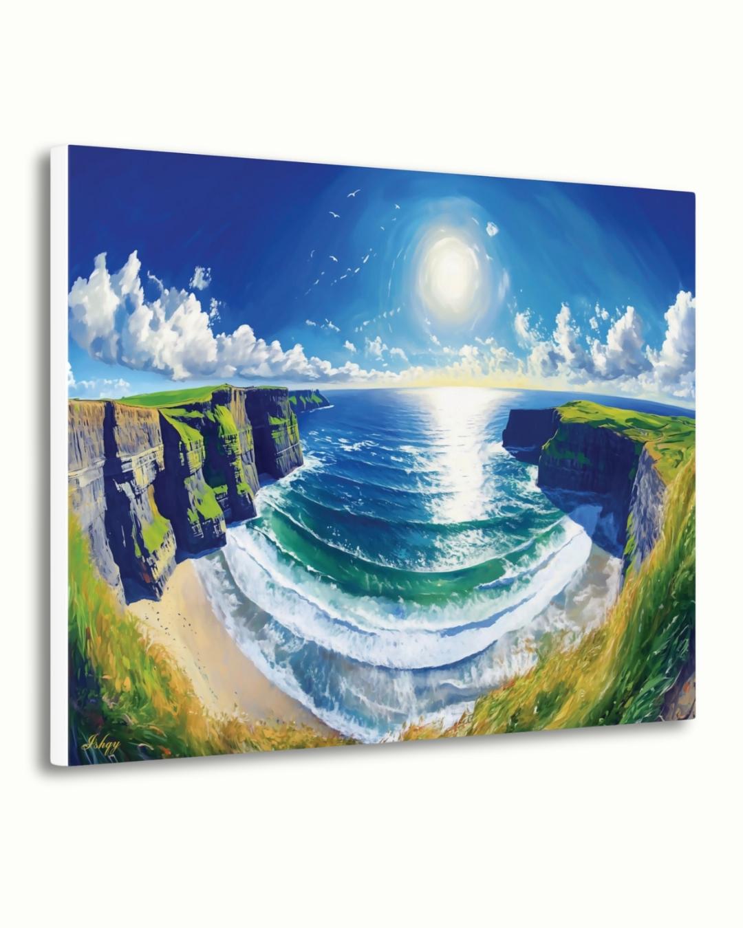 Cliffs Of Moher Ireland Landscape Canvas Framed Canvas, Coastal Art Print, Large Ocean Seascape Wall Art For Living Room Bedroom Home Decor
