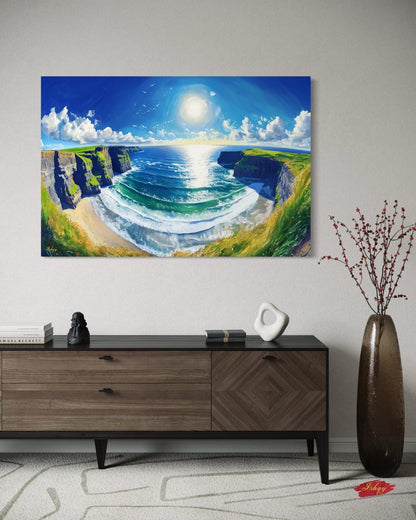 Cliffs Of Moher Ireland Landscape Canvas Framed Canvas, Coastal Art Print, Large Ocean Seascape Wall Art For Living Room Bedroom Home Decor