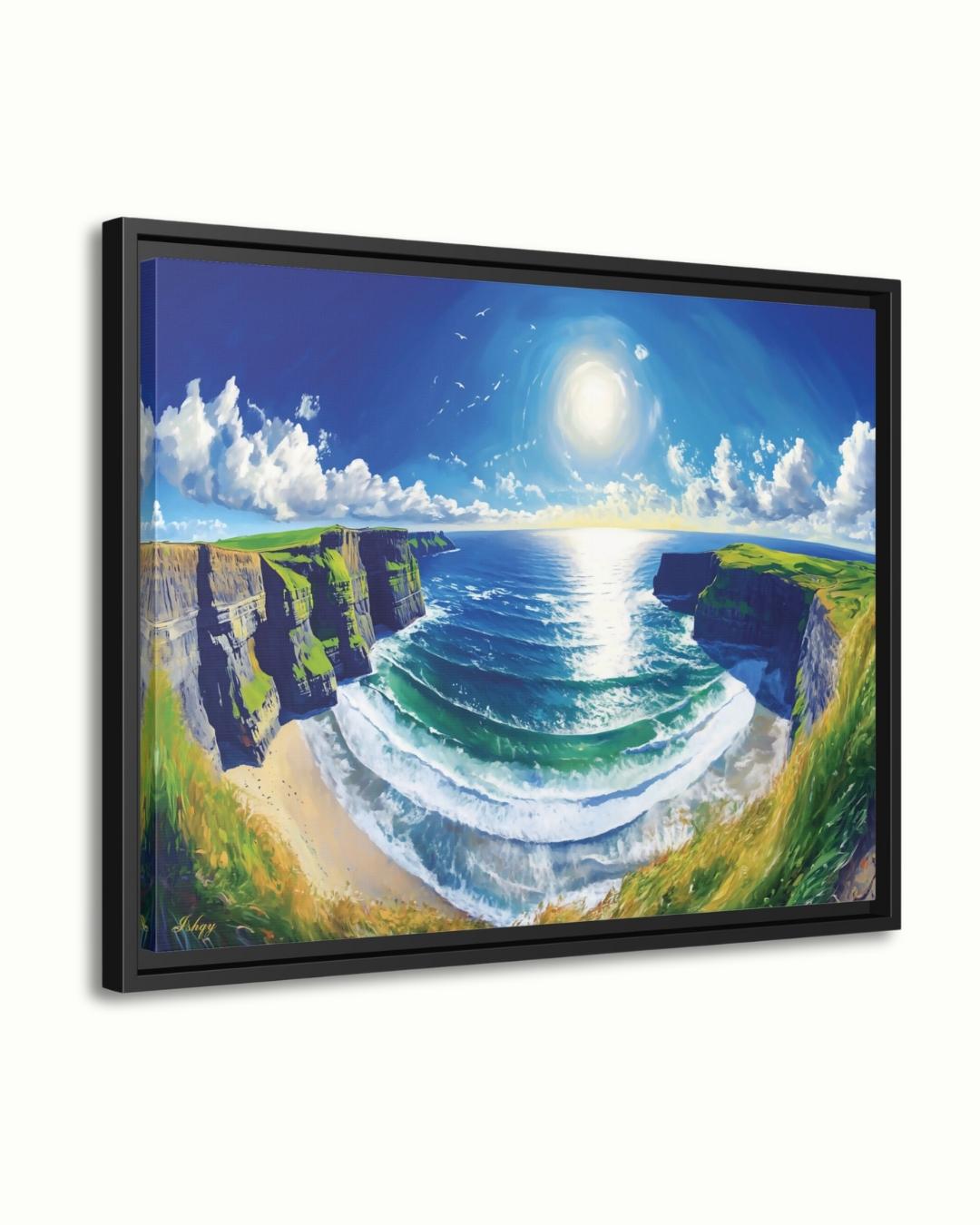 Cliffs Of Moher Ireland Landscape Canvas Framed Canvas, Coastal Art Print, Large Ocean Seascape Wall Art For Living Room Bedroom Home Decor