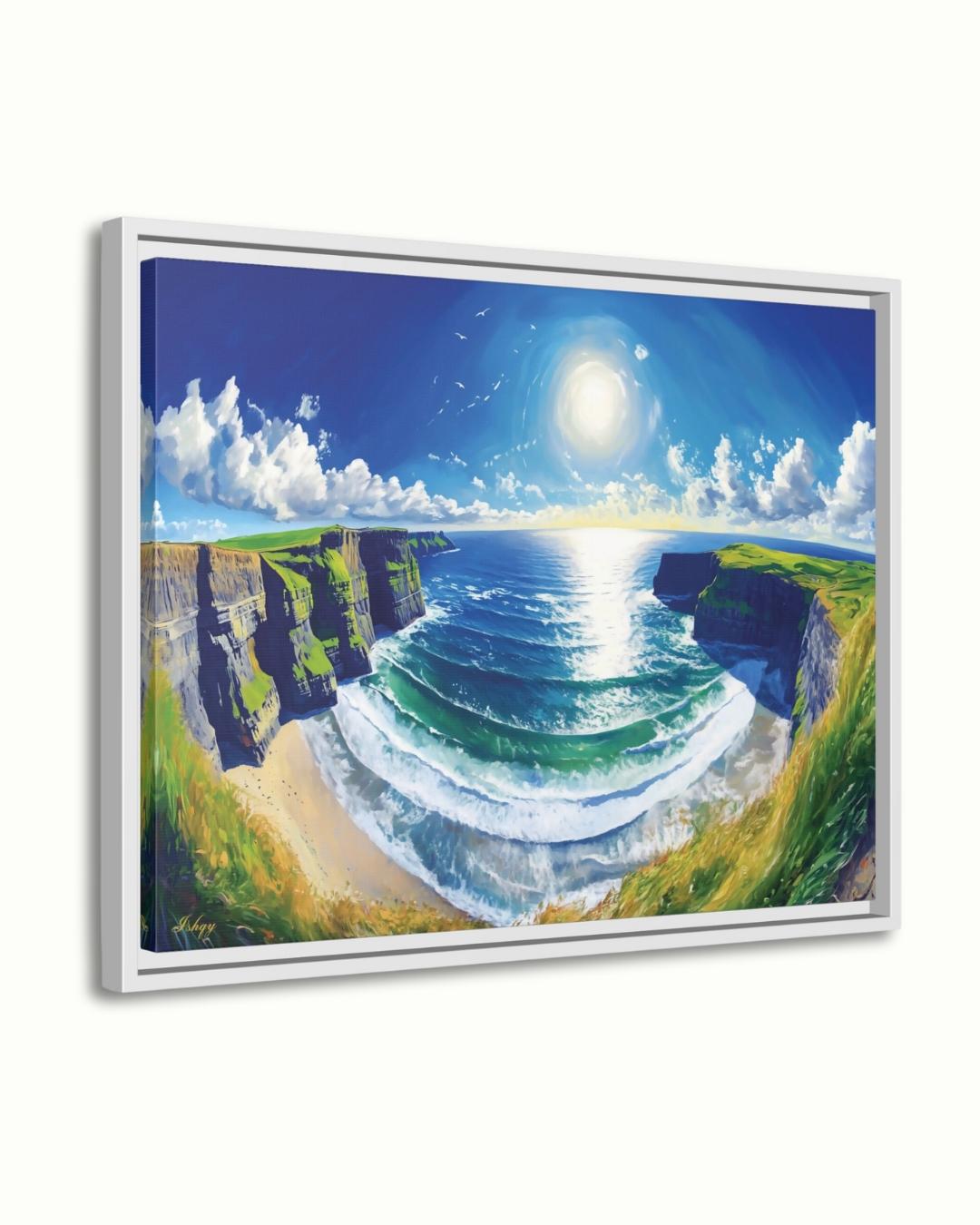 Cliffs Of Moher Ireland Landscape Canvas Framed Canvas, Coastal Art Print, Large Ocean Seascape Wall Art For Living Room Bedroom Home Decor