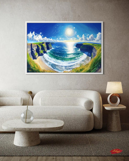 Cliffs Of Moher Ireland Landscape Canvas Framed Canvas, Coastal Art Print, Large Ocean Seascape Wall Art For Living Room Bedroom Home Decor