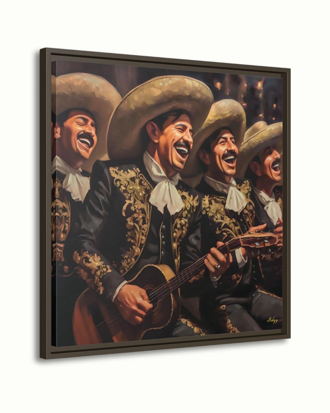 Mariachi Band Canvas Wall Art, Mexican Music Decor, Guitar Painting, Fiesta Home Decor, Latin Art Print, Framed Canvas, Vintage Mexico Print