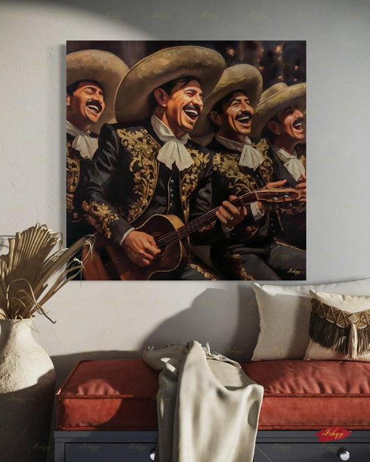 Mexican Art Painting, Mariachi Wall Art, Mariachi Portrait, Charro Art Canvas Wall Art, Framed Canvas Print, Extra Large Classic Mexican Art