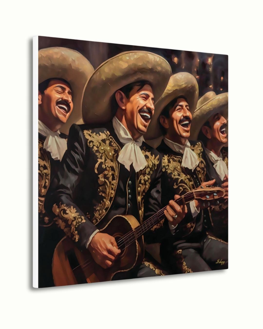Mariachi Band Canvas Wall Art, Mexican Music Decor, Guitar Painting, Fiesta Home Decor, Latin Art Print, Framed Canvas, Vintage Mexico Print
