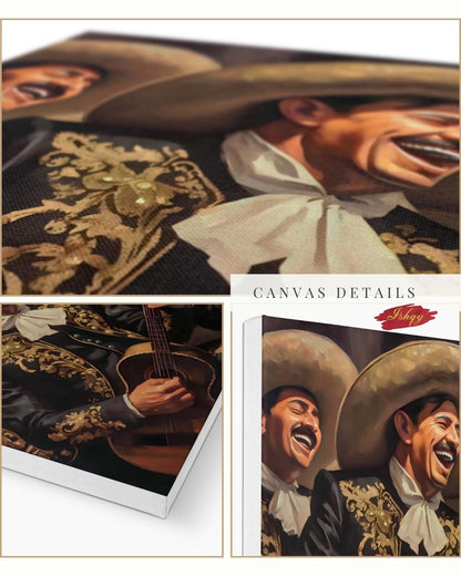 Mariachi Band Canvas Wall Art, Mexican Music Decor, Guitar Painting, Fiesta Home Decor, Latin Art Print, Framed Canvas, Vintage Mexico Print