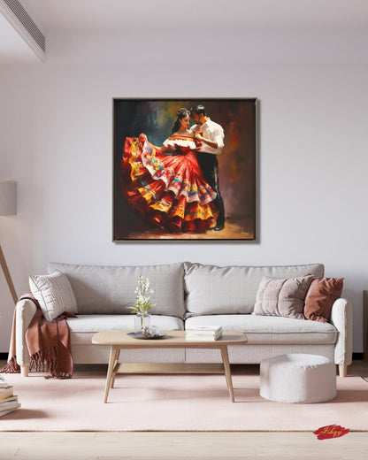 Corazon Tapatio, Mexican Folklorico Dance Wall Art, Traditional Jalisco Couple Painting, Colorful Fiesta Dress Canvas, Latin Home Decor