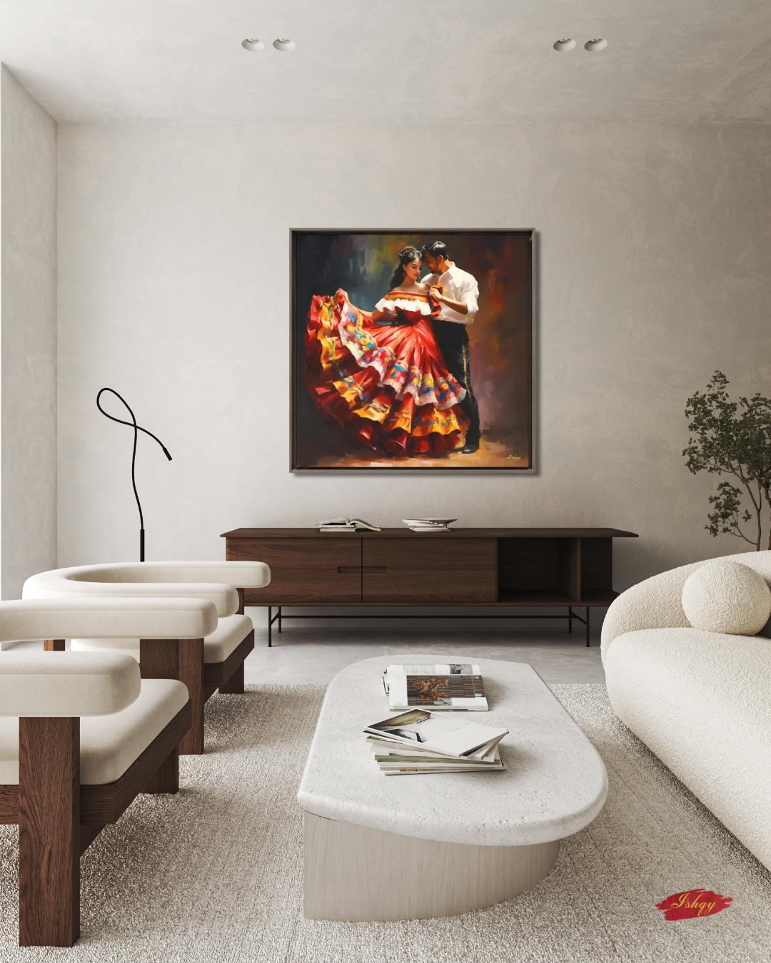 Corazon Tapatio, Mexican Folklorico Dance Wall Art, Traditional Jalisco Couple Painting, Colorful Fiesta Dress Canvas, Latin Home Decor