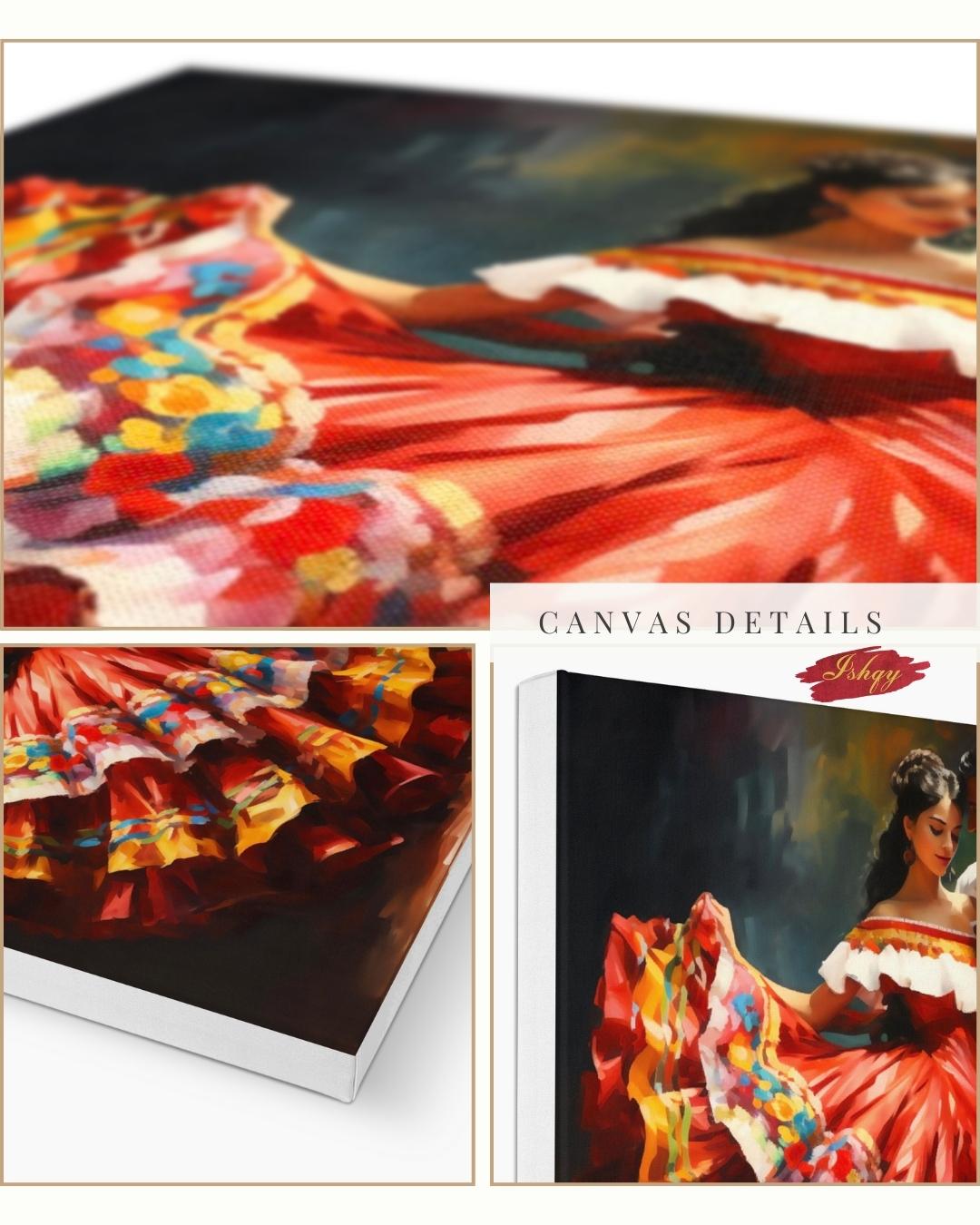 Corazon Tapatio, Mexican Folklorico Dance Wall Art, Traditional Jalisco Couple Painting, Colorful Fiesta Dress Canvas, Latin Home Decor