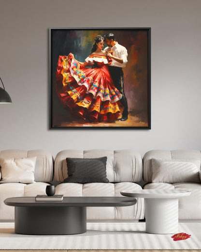 Corazon Tapatio, Mexican Folklorico Dance Wall Art, Traditional Jalisco Couple Painting, Colorful Fiesta Dress Canvas, Latin Home Decor
