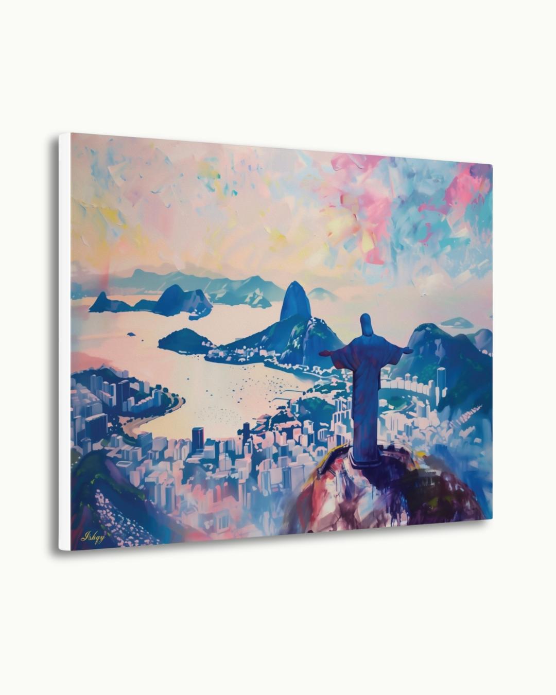 Rio De Janeiro Cityscape Canvas Framed Canvas, Christ The Redeemer Skyline Art Print, Brazil Wall Art For Living Room, Bedroom, Large Decor