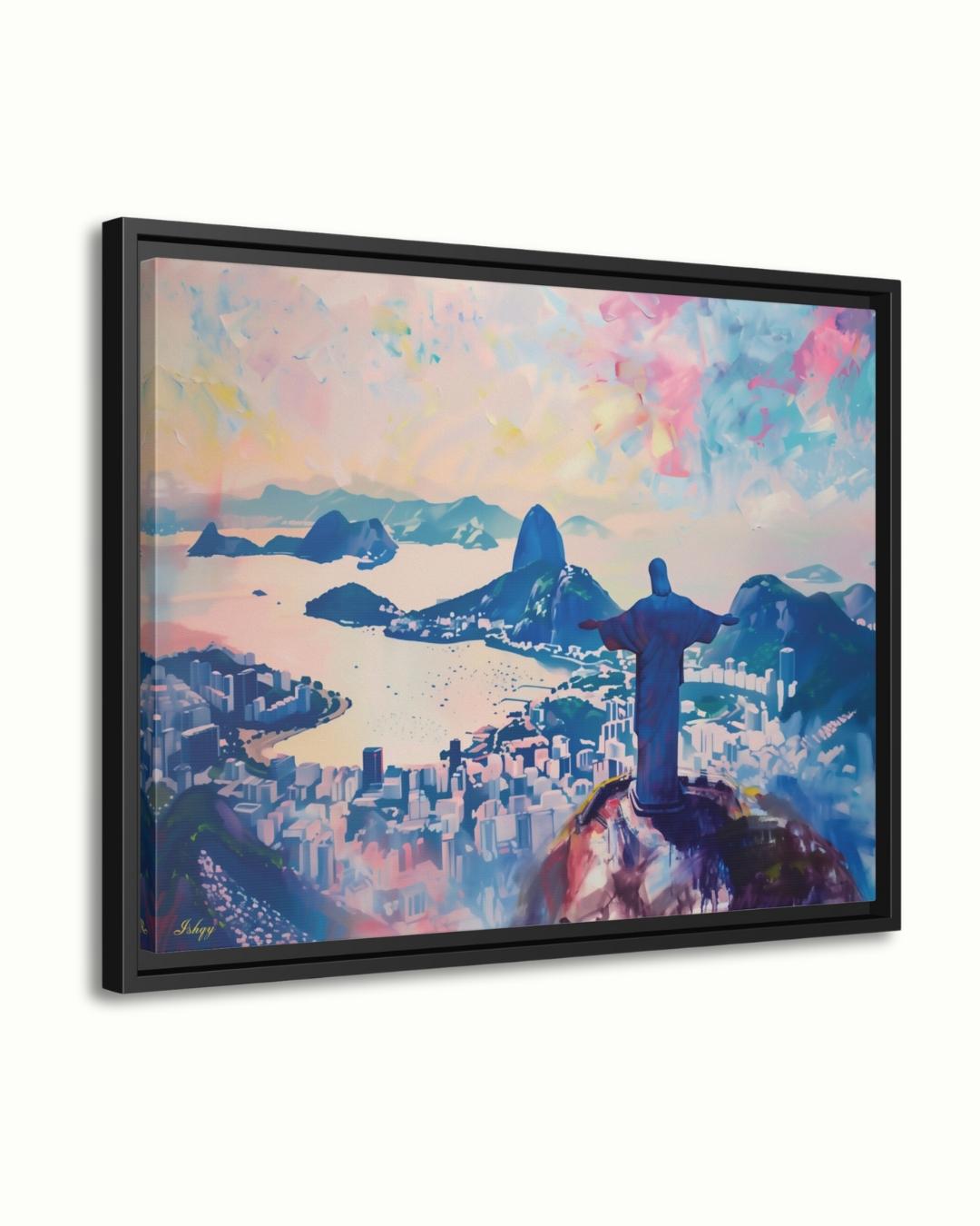 Rio De Janeiro Cityscape Canvas Framed Canvas, Christ The Redeemer Skyline Art Print, Brazil Wall Art For Living Room, Bedroom, Large Decor
