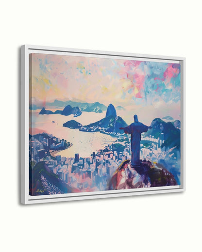 Rio De Janeiro Cityscape Canvas Framed Canvas, Christ The Redeemer Skyline Art Print, Brazil Wall Art For Living Room, Bedroom, Large Decor