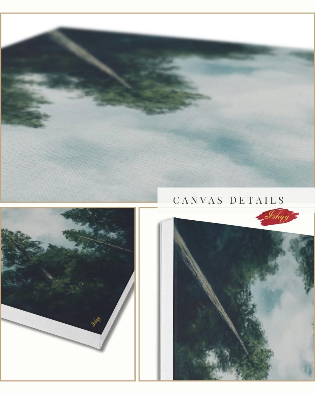 Forest Wall Art, Looking Up Trees Print, Redwood Canopy Canvas, Moody Nature Landscape, Pine Tree Sky View, Large Wall Decor Gift, Cabin Art