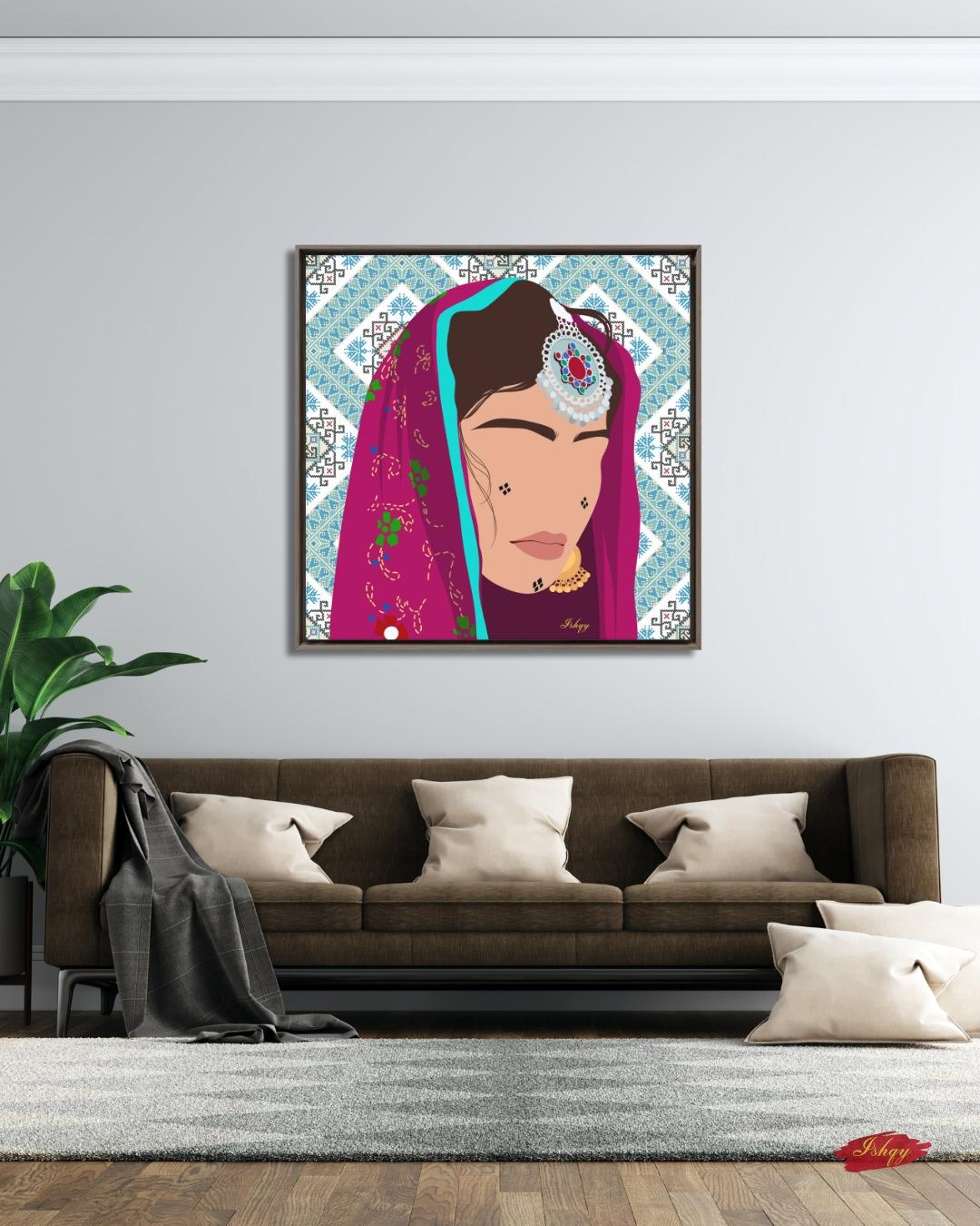 afghan art, afghan decor, tribal art, ethnic decor, cultural art, portrait art, boho wall art, afghan canvas, girl wall art, middle east art, tribal decor, boho canvas, home wall art