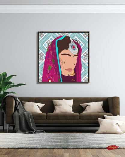 afghan art, afghan decor, tribal art, ethnic decor, cultural art, portrait art, boho wall art, afghan canvas, girl wall art, middle east art, tribal decor, boho canvas, home wall art