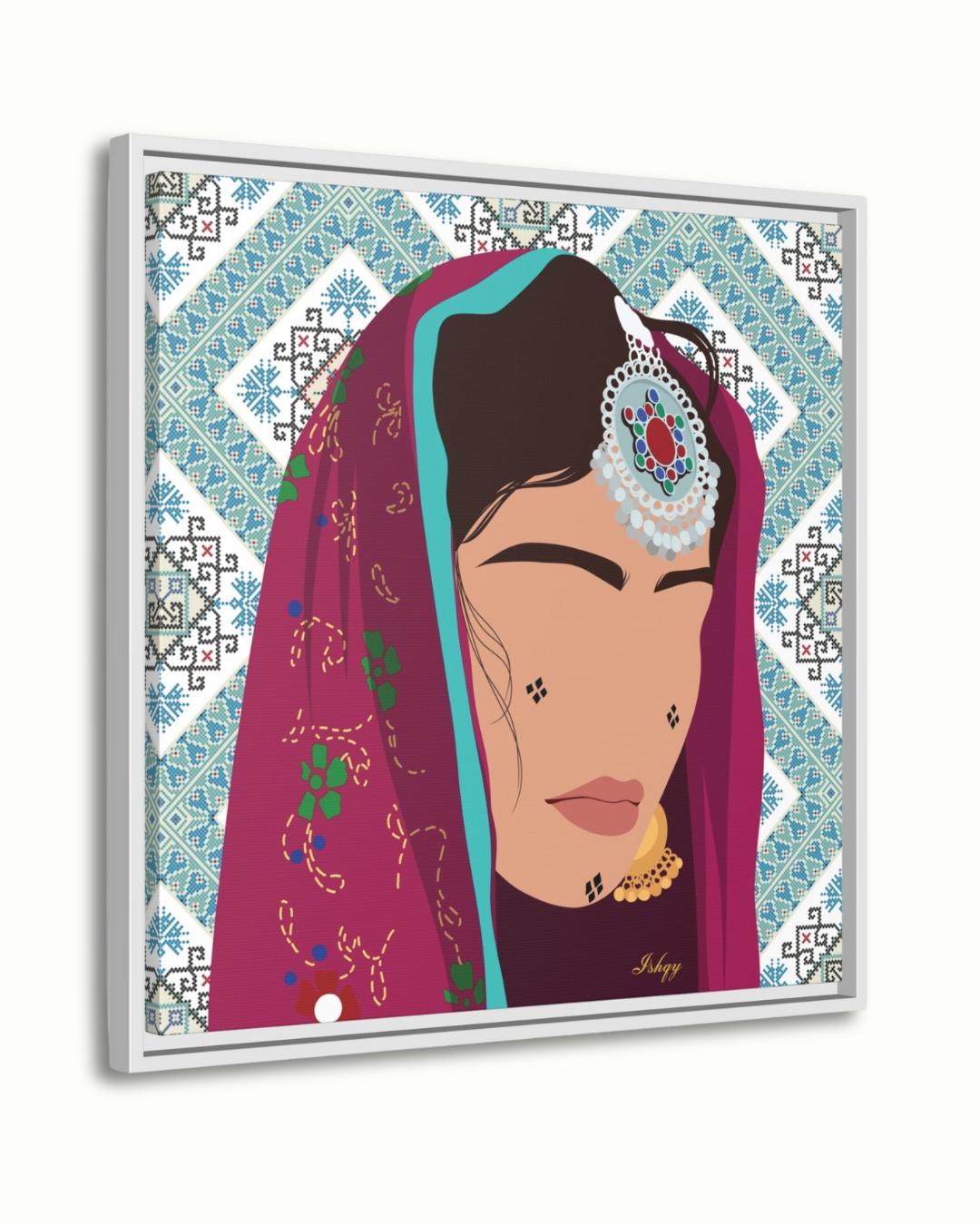 afghan art, afghan decor, tribal art, ethnic decor, cultural art, portrait art, boho wall art, afghan canvas, girl wall art, middle east art, tribal decor, boho canvas, home wall art