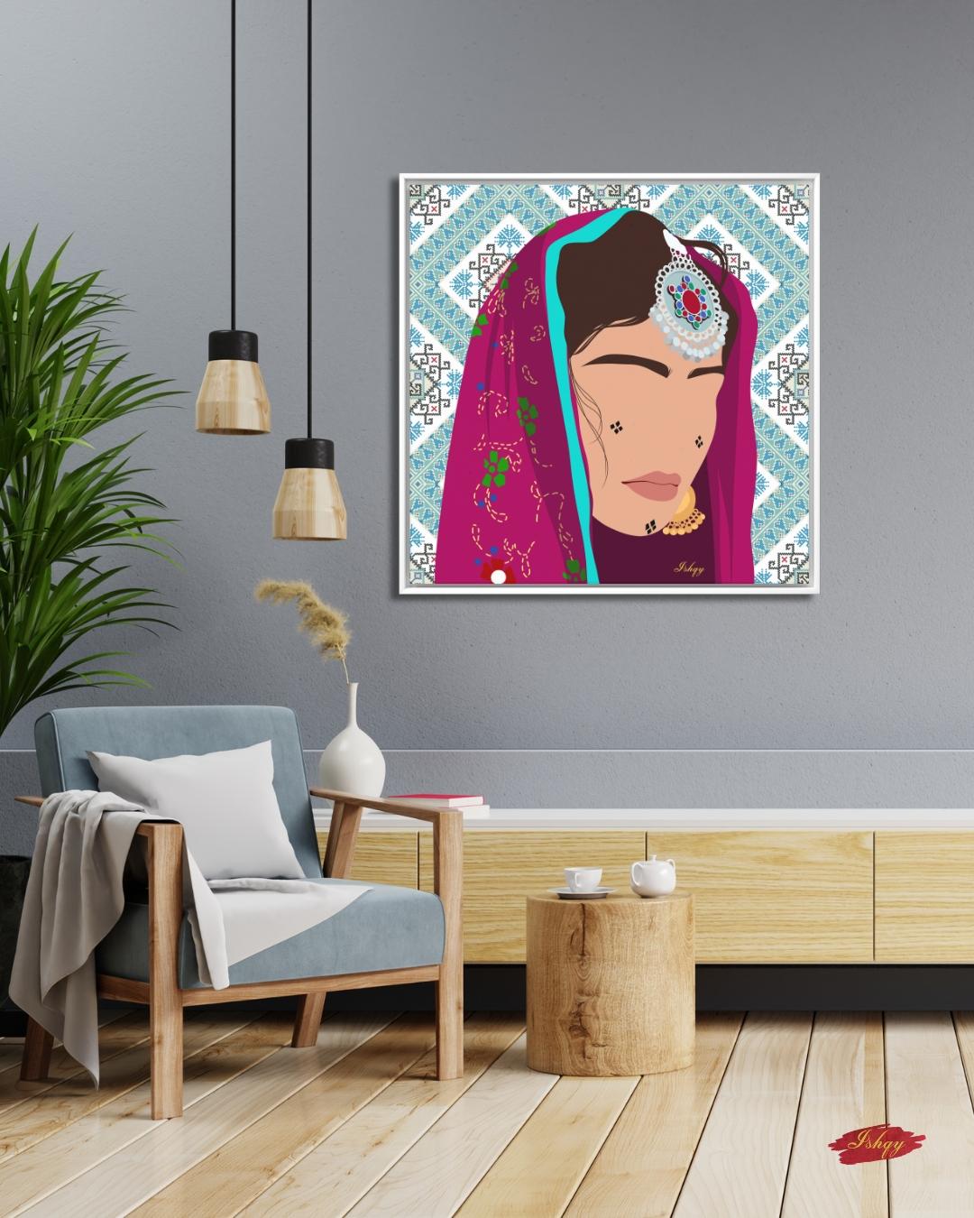 afghan art, afghan decor, tribal art, ethnic decor, cultural art, portrait art, boho wall art, afghan canvas, girl wall art, middle east art, tribal decor, boho canvas, home wall art