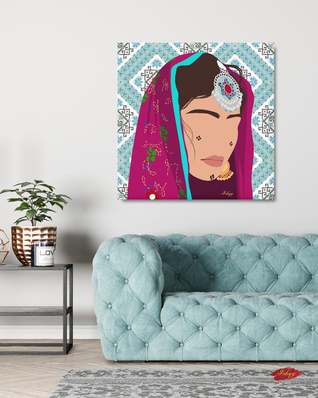 afghan art, afghan decor, tribal art, ethnic decor, cultural art, portrait art, boho wall art, afghan canvas, girl wall art, middle east art, tribal decor, boho canvas, home wall art