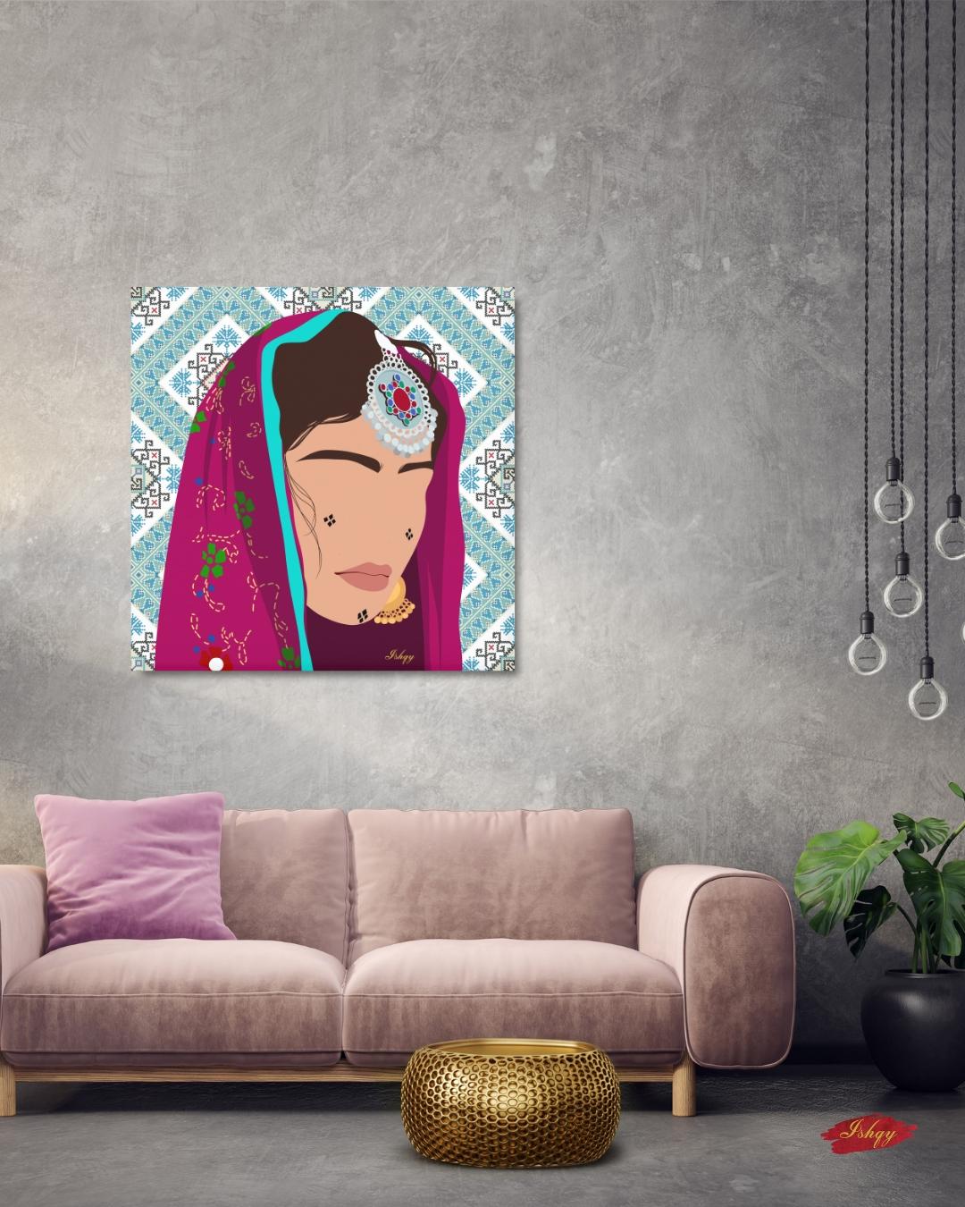 afghan art, afghan decor, tribal art, ethnic decor, cultural art, portrait art, boho wall art, afghan canvas, girl wall art, middle east art, tribal decor, boho canvas, home wall art