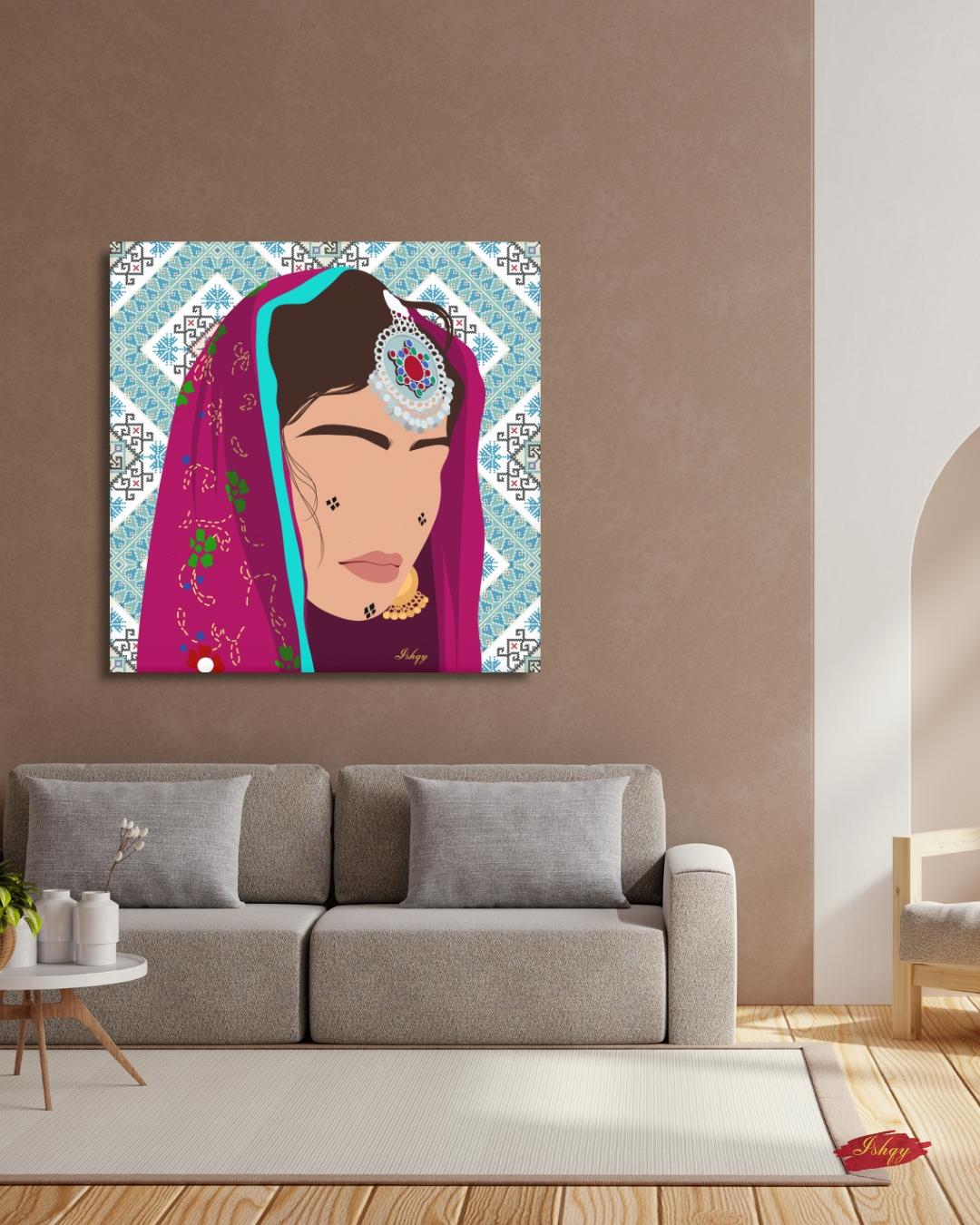 afghan art, afghan decor, tribal art, ethnic decor, cultural art, portrait art, boho wall art, afghan canvas, girl wall art, middle east art, tribal decor, boho canvas, home wall art