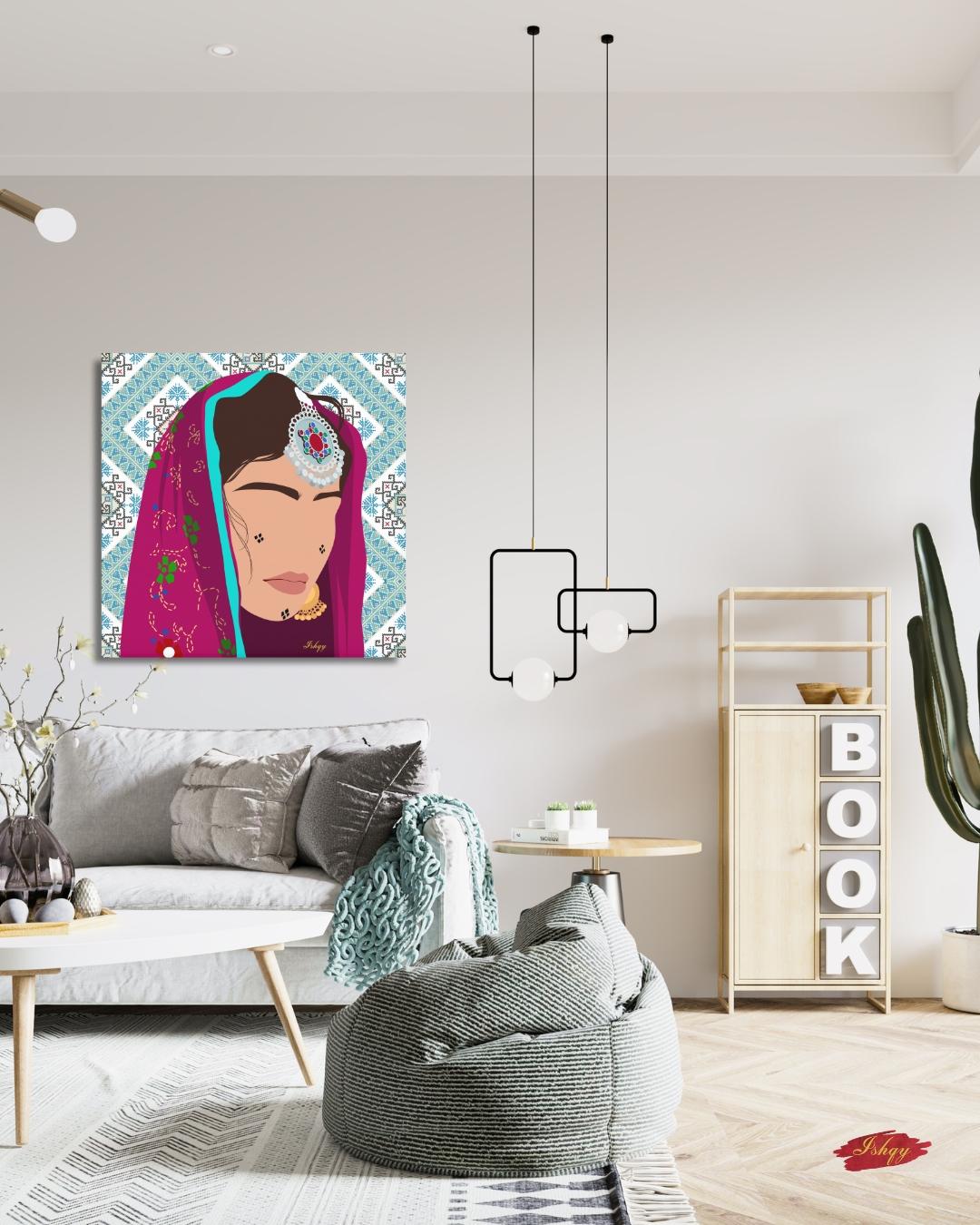 afghan art, afghan decor, tribal art, ethnic decor, cultural art, portrait art, boho wall art, afghan canvas, girl wall art, middle east art, tribal decor, boho canvas, home wall art