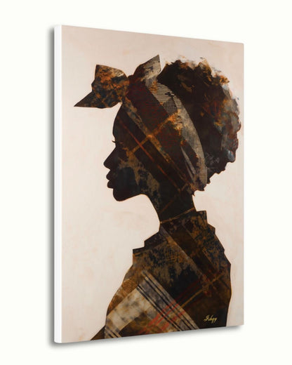 Jamaican Woman Canvas Wall Art, Afro-Caribbean Silhouette, Headwrap Portrait, Black Art Print, Boho Home Decor, Framed Canvas