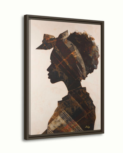 Jamaican Woman Canvas Wall Art, Afro-Caribbean Silhouette, Headwrap Portrait, Black Art Print, Boho Home Decor, Framed Canvas