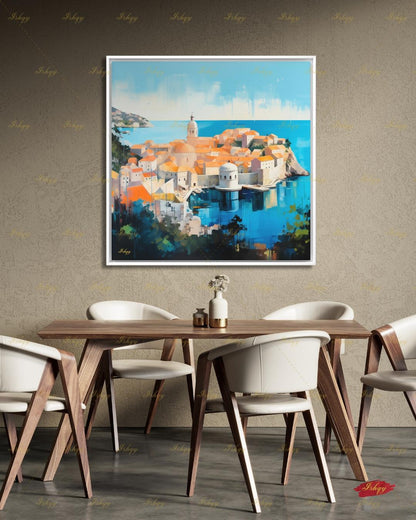 Dubrovnik Old Town Wall Art, Croatia Coast Canvas Print, Large Framed Adriatic Cityscape Decor, Mediterranean Travel Gift Painting