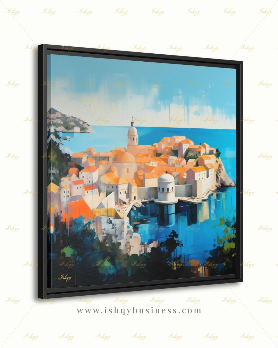 Dubrovnik Old Town Wall Art, Croatia Coast Canvas Print, Large Framed Adriatic Cityscape Decor, Mediterranean Travel Gift Painting