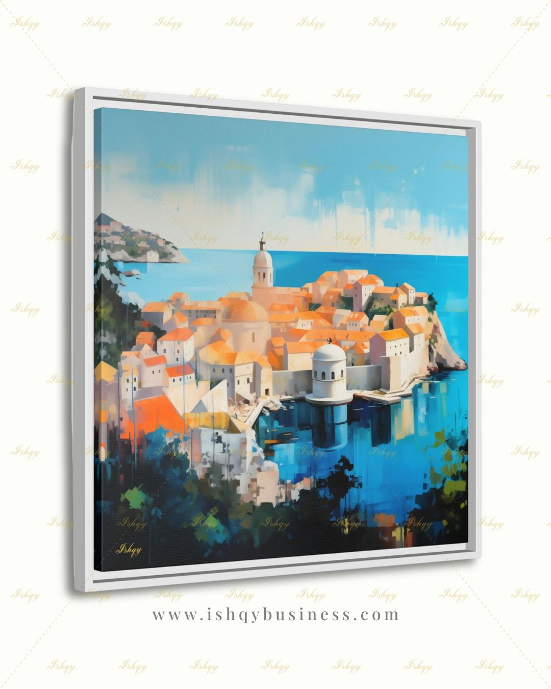 Dubrovnik Old Town Wall Art, Croatia Coast Canvas Print, Large Framed Adriatic Cityscape Decor, Mediterranean Travel Gift Painting