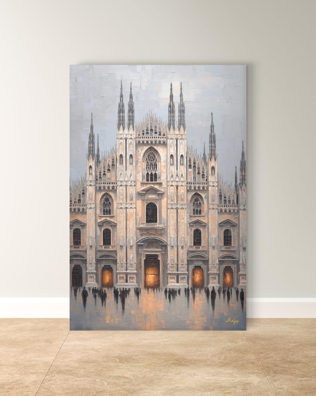 Milan Duomo Wall Art, Italy Cityscape Print, Vibrant Cathedral Canvas, European Travel Artwork, Modern Architectural Decor, Home Living Room