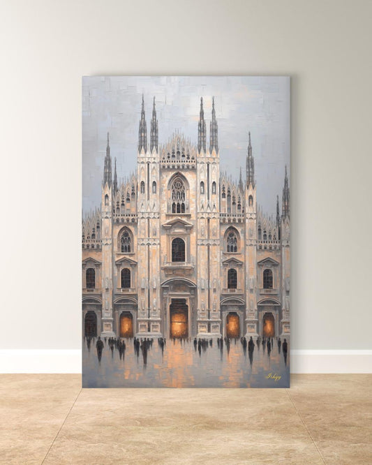 Milan Duomo Wall Art, Italy Cityscape Print, Vibrant Cathedral Canvas, European Travel Artwork, Modern Architectural Decor, Home Living Room